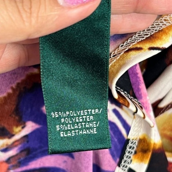 Lauren Ralph Lauren Multicolor Floral Print V Neck Ruched Wiggle Dress Size 12 - Picture 8 of 8